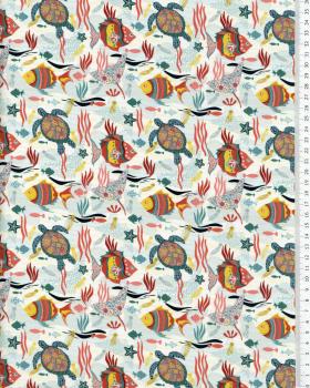 Cotton Poplin Aquarium White - Tissushop