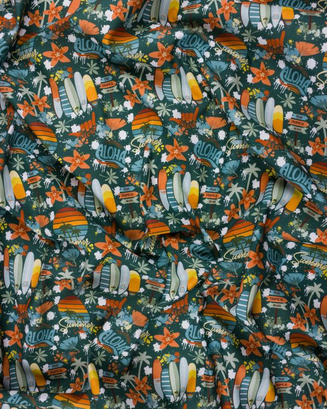 Cotton Poplin Hawai Dark Cyan - Tissushop