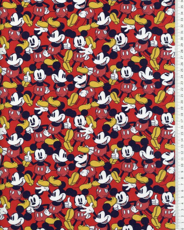 Popeline de coton Mickey Mouse Rouge - Tissushop