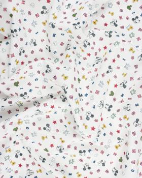 Cotton Popelin Mickey & Minnie White - Tissushop