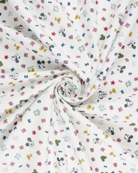 Cotton Popelin Mickey & Minnie White - Tissushop