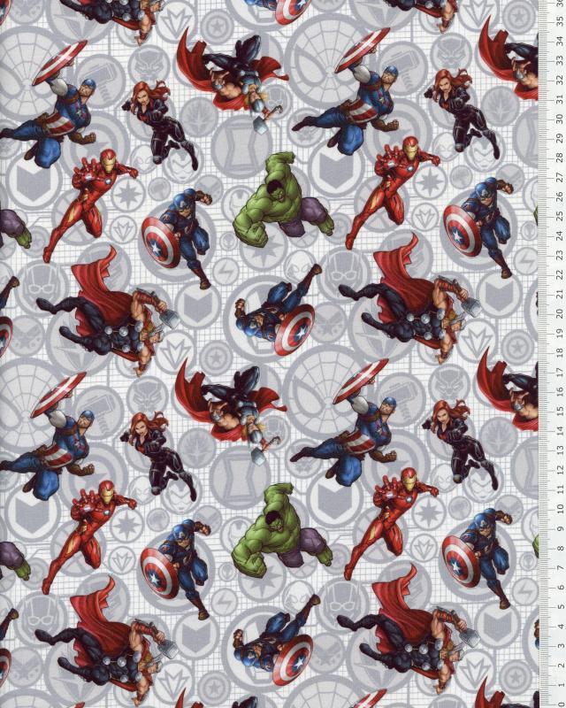 Cotton poplin Marvel Avengers Light Grey - Tissushop