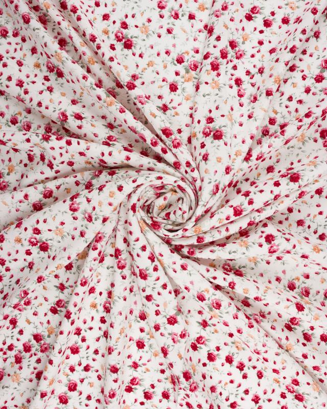 Viscose petites roses Blanc - Tissushop