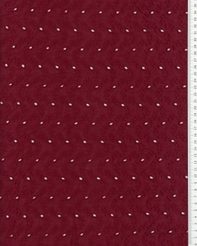 Coton broderie anglaise petites fleurs Bordeaux - Tissushop