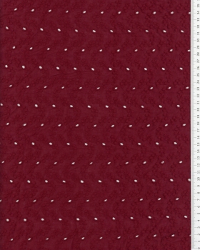 Coton broderie anglaise petites fleurs Bordeaux - Tissushop