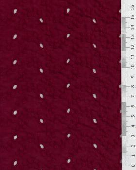 Coton broderie anglaise petites fleurs Bordeaux - Tissushop