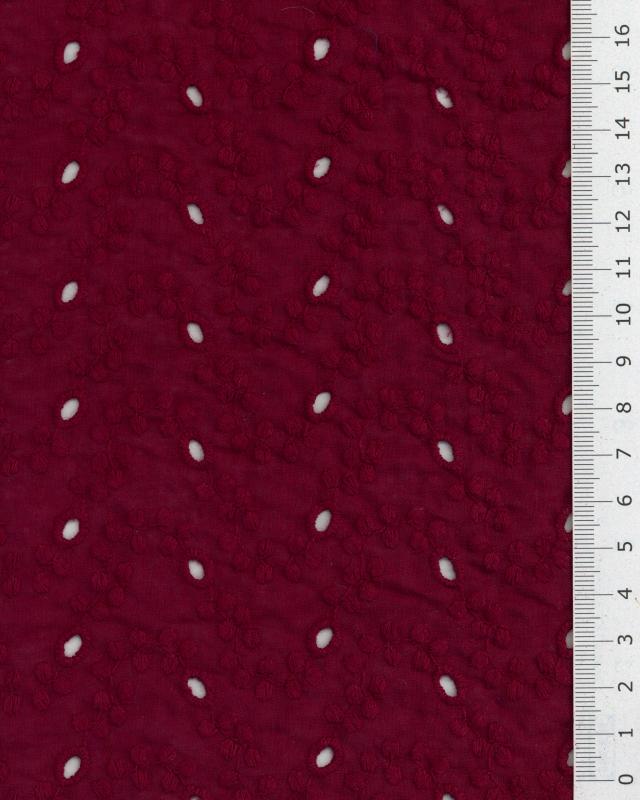 Coton broderie anglaise petites fleurs Bordeaux - Tissushop