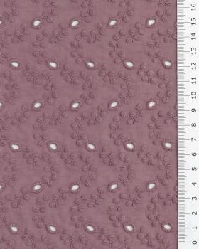 Coton broderie anglaise petites fleurs Vieux Rose - Tissushop