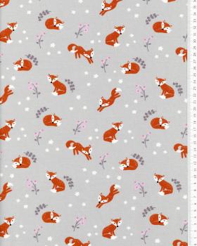 Jersey flowers and foxes Light Grey - Tissushop