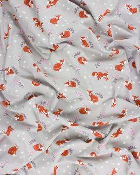 Jersey flowers and foxes Light Grey - Tissushop
