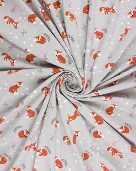 Jersey flowers and foxes Light Grey - Tissushop