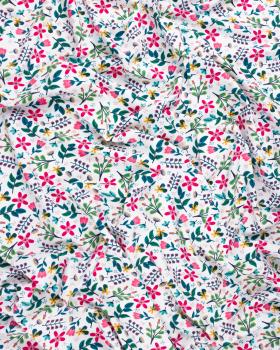 Jersey Small pink flowers on a background White - Tissushop