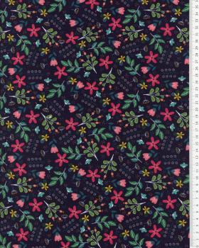 Jersey Small pink flowers on a background Navy Blue - Tissushop