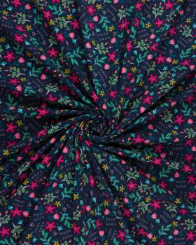 Jersey Small pink flowers on a background Navy Blue - Tissushop