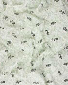 Double gauze with leaf print White - Tissushop
