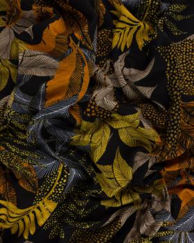 Mixed viscose autumn leafs Ochre - Tissushop