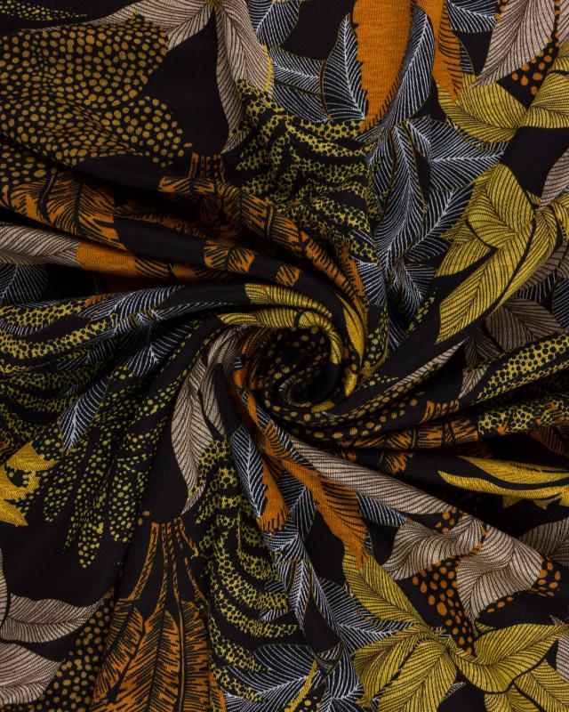 Mixed viscose autumn leafs Ochre - Tissushop