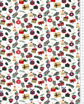 Cotton popelin merry Christmas Ivory - Tissushop