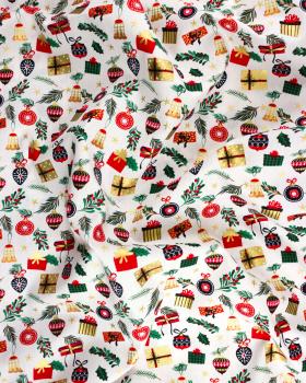 Cotton popelin merry Christmas Ivory - Tissushop