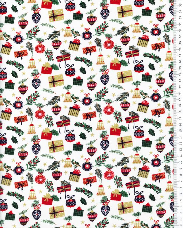 Cotton popelin merry Christmas Ivory - Tissushop