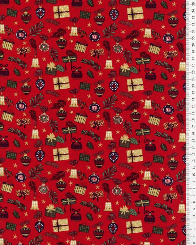 Cotton popelin merry Christmas Red - Tissushop