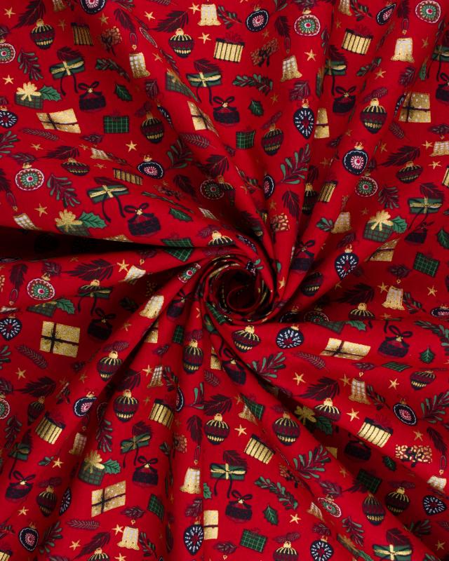 Popeline de coton joyeux noel Rouge - Tissushop