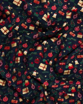 Cotton popelin merry Christmas Blue - Tissushop