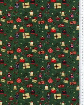 Cotton popelin merry Christmas Green - Tissushop