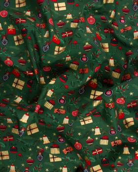 Cotton popelin merry Christmas Green - Tissushop