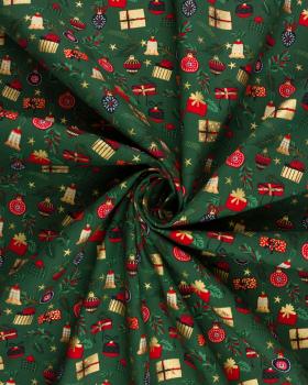 Cotton popelin merry Christmas Green - Tissushop