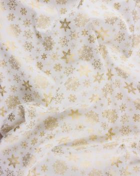 Golden Cotton popelin Christmas snowflakes Ivory - Tissushop
