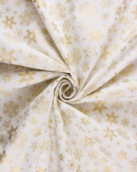 Golden Cotton popelin Christmas snowflakes Ivory - Tissushop