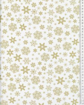 Golden Cotton popelin Christmas snowflakes Ivory - Tissushop