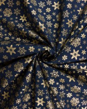 Golden Cotton popelin Christmas snowflakes Blue - Tissushop