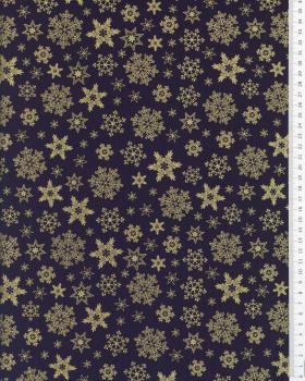 Golden Cotton popelin Christmas snowflakes Blue - Tissushop