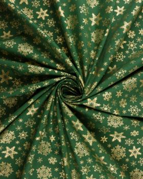 Golden Cotton popelin Christmas snowflakes Green - Tissushop