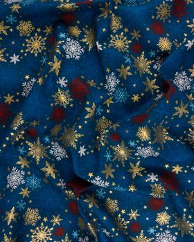 Popeline de coton flocons multicolores Bleu - Tissushop