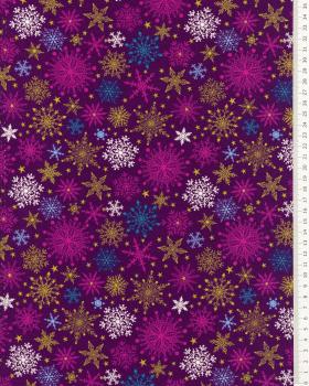 Popeline de coton flocons multicolores Violet - Tissushop