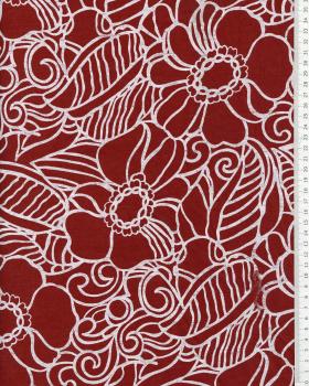 Washed linen canvas with floral print in 150cm Red - Tissushop