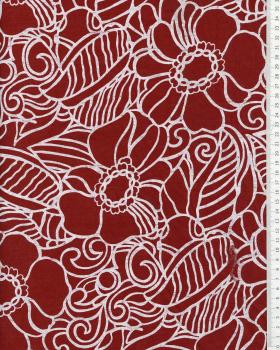 Toile de lin lavé imprimé floral en 150cm Rouge - Tissushop