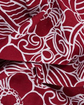 Washed linen canvas with floral print in 150cm Red - Tissushop