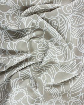 Washed linen canvas with floral print in 150cm Pearl Grey - Tissushop