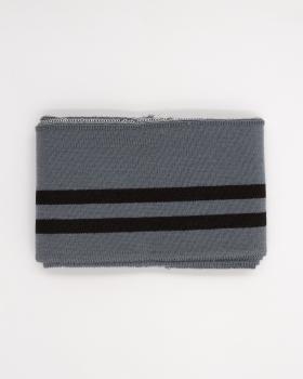 Black double stripe cuff fabric 80 cm / 6 cm Grey - Tissushop