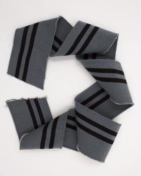 Black double stripe cuff fabric 80 cm / 6 cm Grey - Tissushop