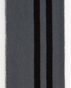 Black double stripe cuff fabric 80 cm / 6 cm Grey - Tissushop