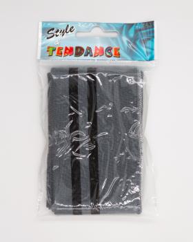 Black double stripe cuff fabric 80 cm / 6 cm Grey - Tissushop