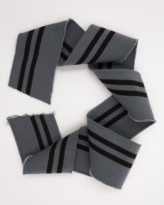Black double stripe cuff fabric 80 cm / 6 cm Grey - Tissushop