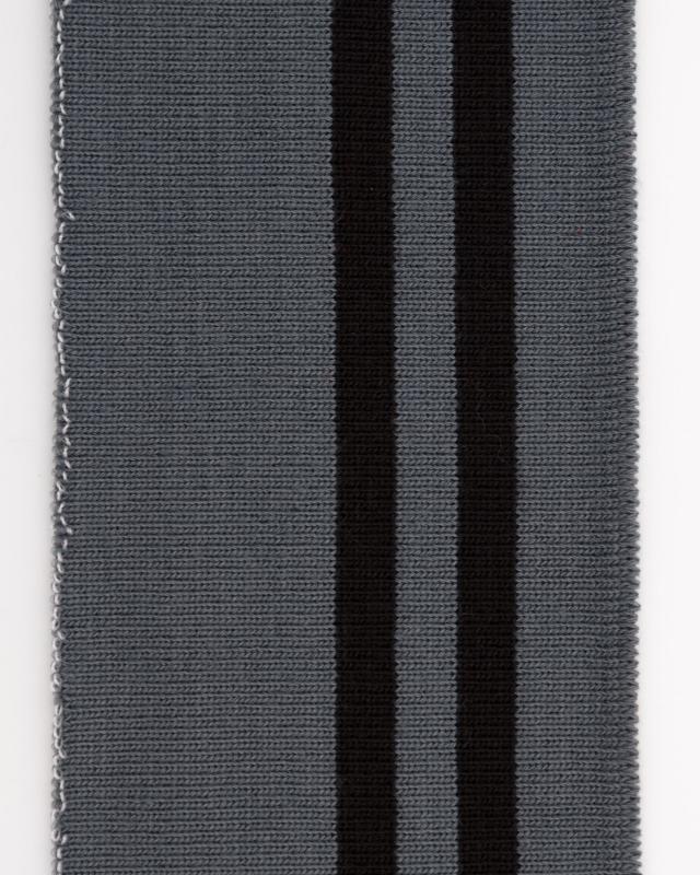 Black double stripe cuff fabric 80 cm / 6 cm Grey - Tissushop