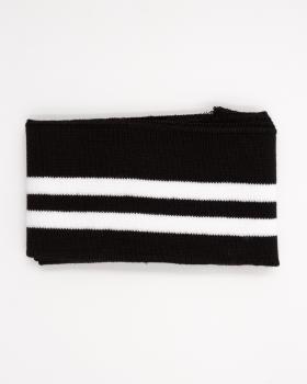 White double stripe cuff fabric 80 cm / 6 cm Black - Tissushop