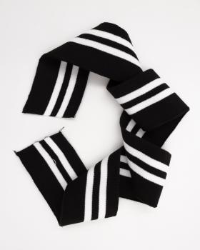 White double stripe cuff fabric 80 cm / 6 cm Black - Tissushop